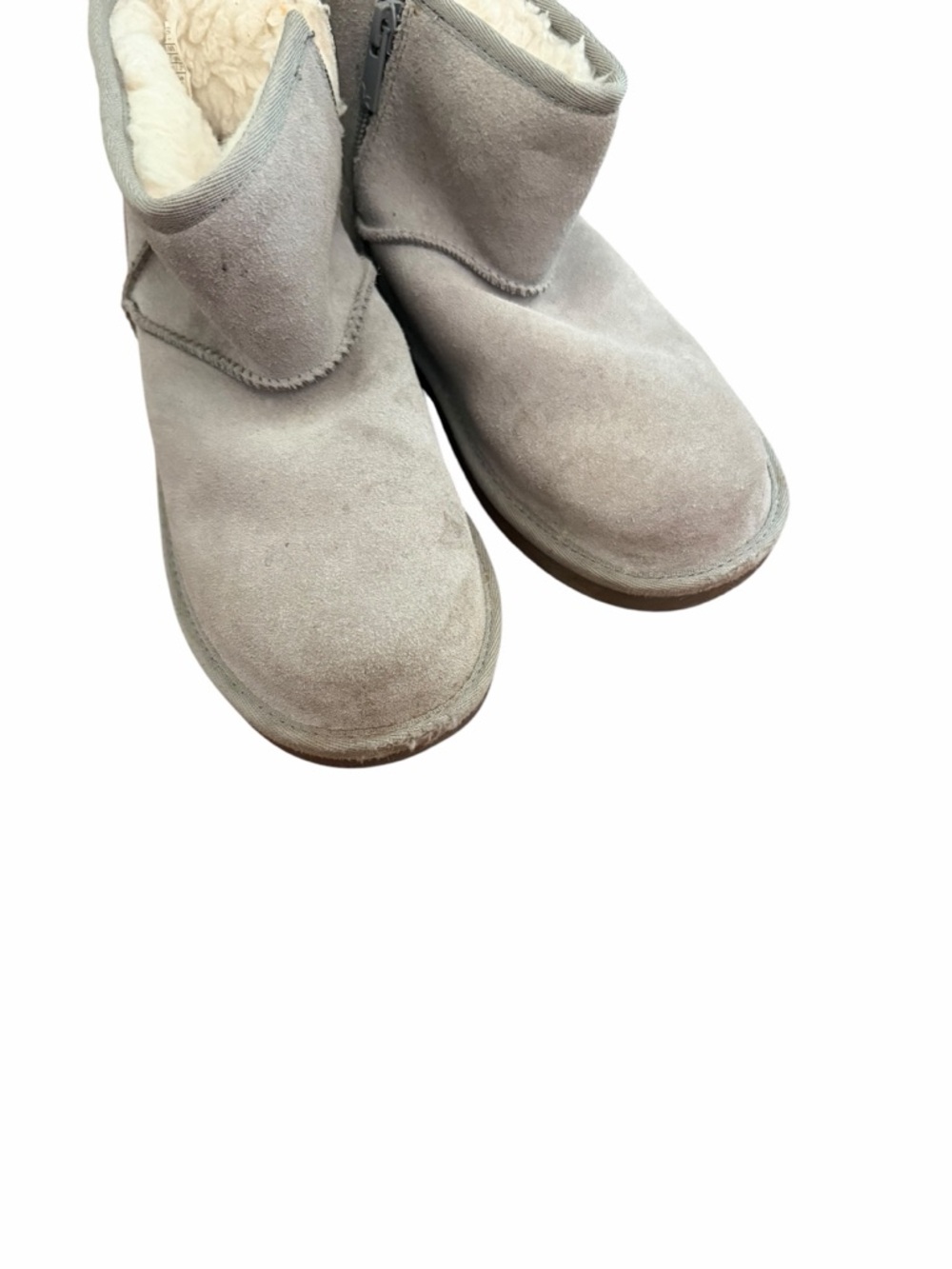 Koolaburra Kids Suede Faux-Shearling Zip Booties - Light Gray - Picture 3 of 4